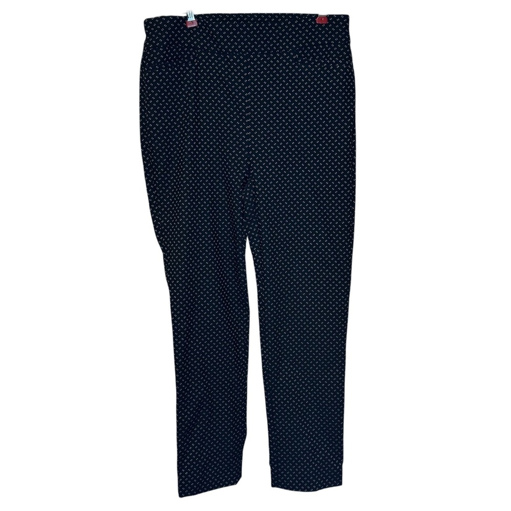 Chico's Womens Pants Slimming Ankle Geometric Pull On Pockets Black White 8R NWT
